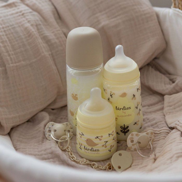 SUAVINEX Birdies Baby Bottle - SX Pro S Teat - 150 ml - 0 to 3 months - Beige