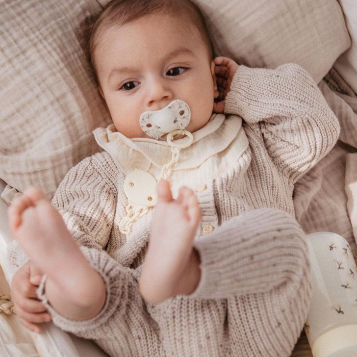 SUAVINEX Pacifier Clip Chain - Birdies - Beige - From Birth