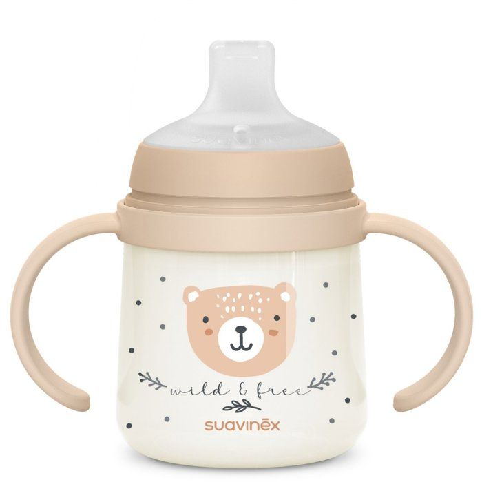 Baby bottle with handles - SUAVINEX - NIGHT&DAY WILD&FREE - 150 ml - 6 months and over - Brown