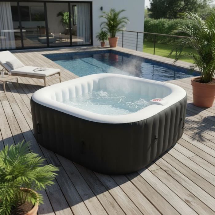 SUNSPA Inflatable Spa - AC01 - 157 x 67 cm - 4-Person Capacity - Square
