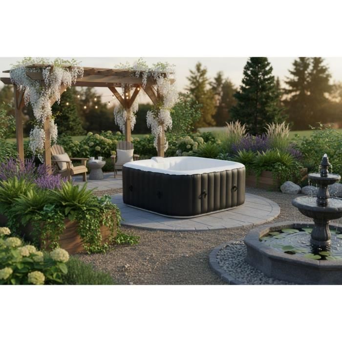 SUNSPA Inflatable Spa - AC01 - 157 x 67 cm - 4-Person Capacity - Square