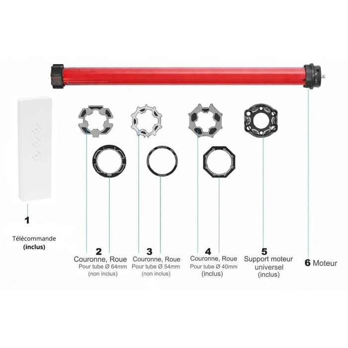 SUPERROLLO Radio-controlled Roller Shutter Motor + Remote Control RM10MSB - Diameter 40 mm - 10 Nm - Max. Curtain Weight 22 kg SR20906