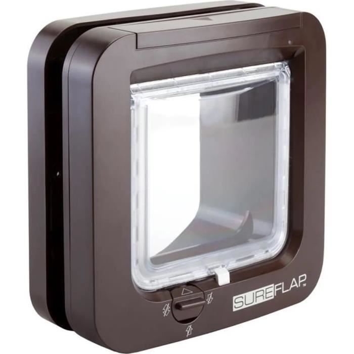SUREFLAP Cat Flap with Electronic Chip - Brown - 142 mm x 120 mm - Stores up to 32 Chips