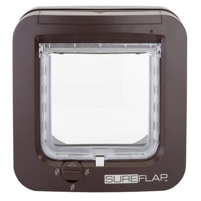 SUREFLAP Cat Flap with Electronic Chip - Brown - 142 mm x 120 mm - Stores up to 32 Chips