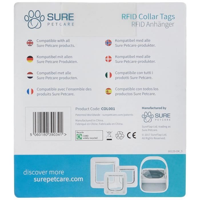 SUREFLAP Identification Tag - Pack of 2 - Radio Frequency - For Adult Cats