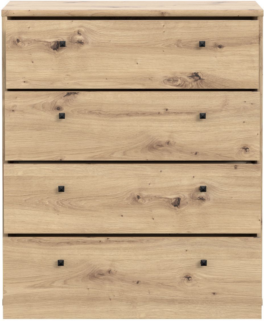 TEMPRA Chest of Drawers - 4 Drawers - Artisan Oak Finish - W73.7 x D34.8 x H85.5 cm 4-Drawer