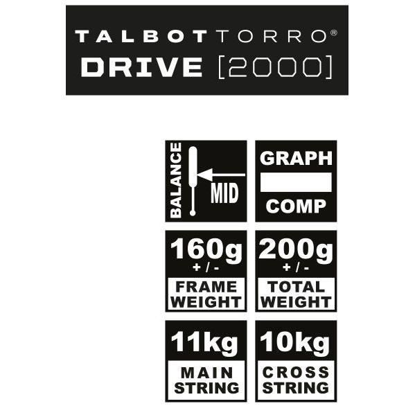 Talbot Torro Drive 2000 Squash Racket - US 500 Strings - 500 cm² Head Size