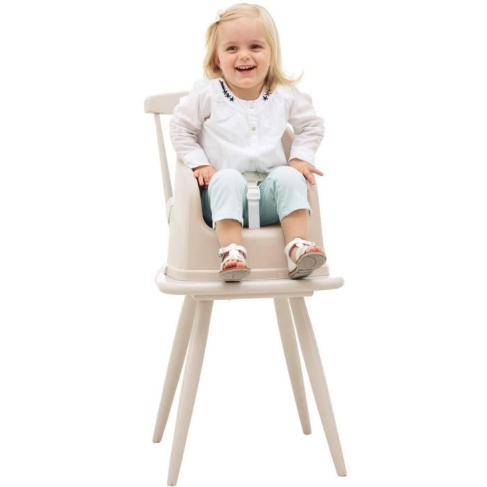 THERMOBABY Booster Seat - Iced Brown - Lightweight, Compact, 3-Point Safety Harness