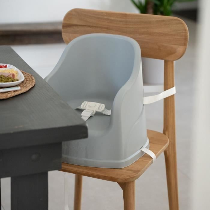 THERMOBABY Booster Seat - Iced Brown - Lightweight, Compact, 3-Point Safety Harness