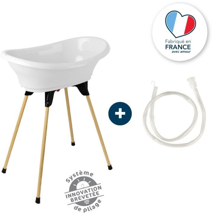 THERMOBABY VASCO Bath Kit: Bathtub + Feet + Drain Hose, White Lily of the Valley