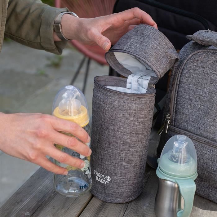 Porte biberon THERMOBABY - isotherme - gris chiné