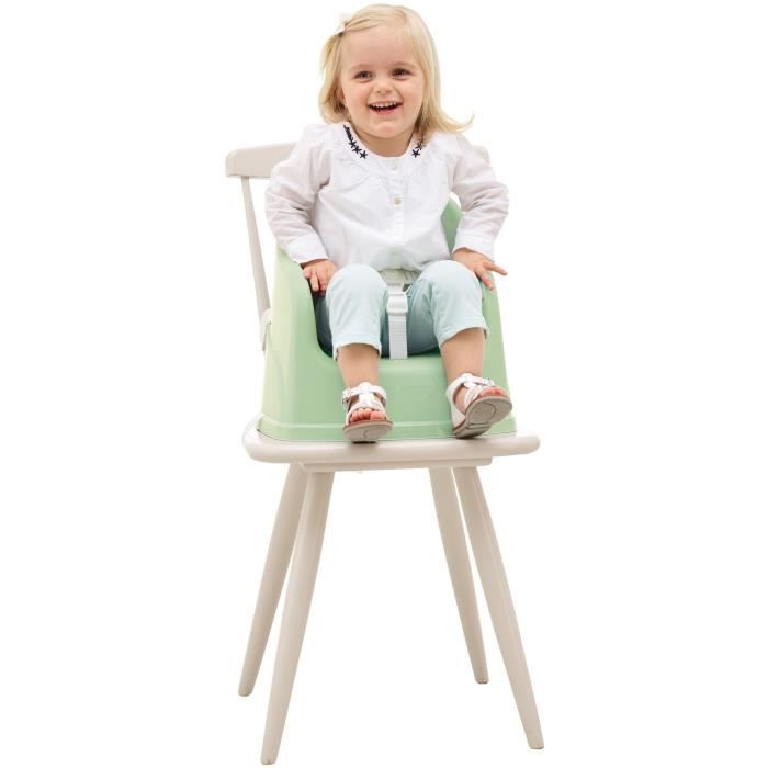 THERMOBABY Tudi Booster Seat - 6 to 36 Months - 3-Point Safety Harness - Celadon Green
