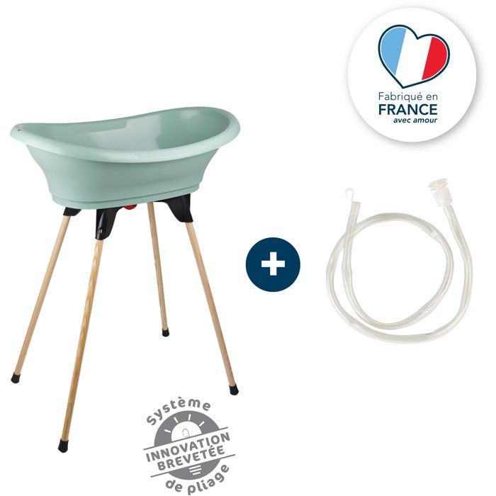 THERMOBABY VASCO Bath Kit - Bathtub + Folding Stand + Drain Hose - Sage Green