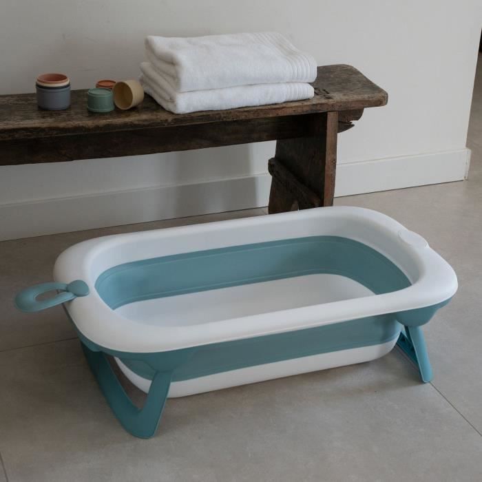 THERMOBABY BALNÉA Foldable Bathtub, Compact, Up to 18 Months, Blue