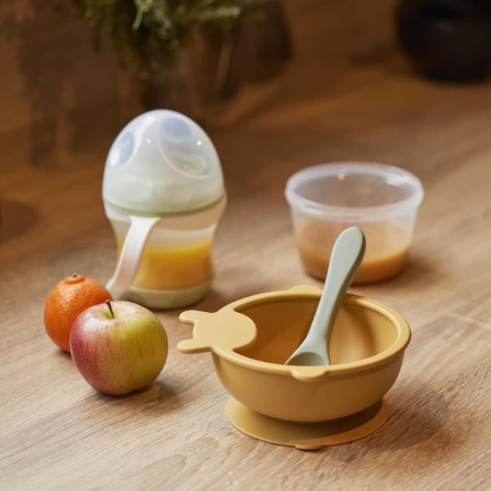 Suction Bowl - THERMOBABY - Silicone - Honey Yellow, non-slip and unbreakable