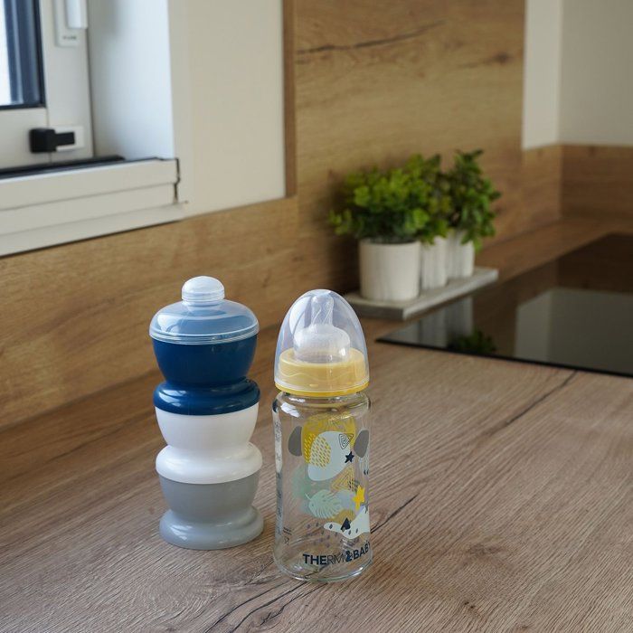 THERMOBABY Milk Transport Container - With Lids - Charming Grey