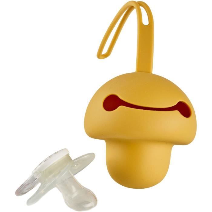 THERMOBABY Pacifier Holder - Silicone - Honey Yellow - Soft and BPA-free