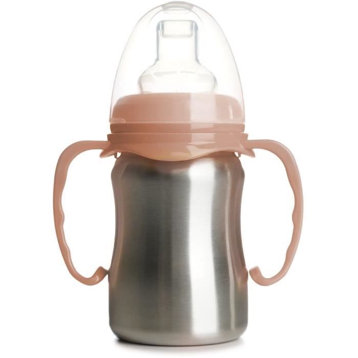 THERMOBABY Training Cup - 180 ml - Stainless Steel - Peach - Ergonomic and Leak-Proof
