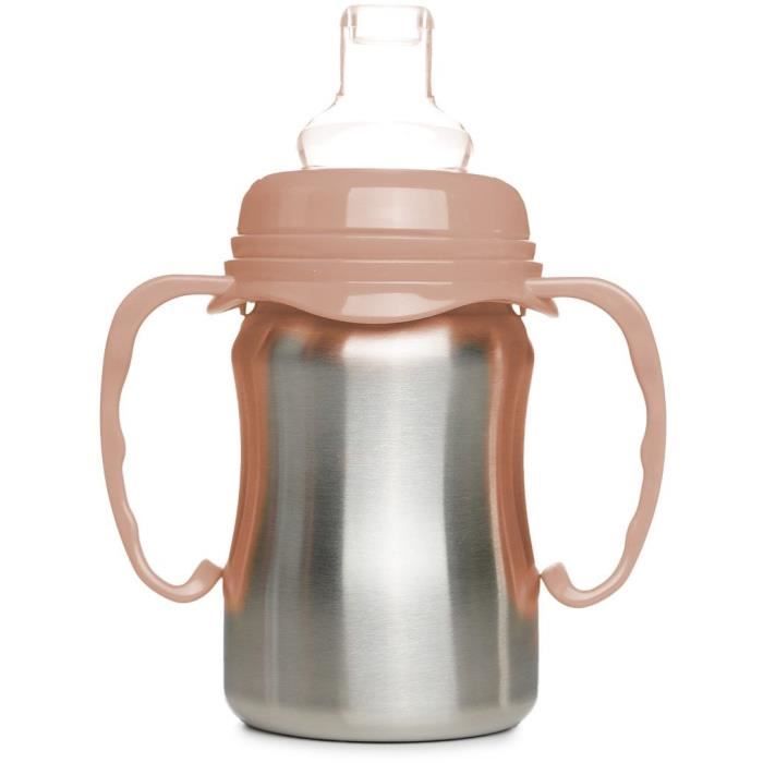 THERMOBABY Training Cup - 180 ml - Stainless Steel - Peach - Ergonomic and Leak-Proof