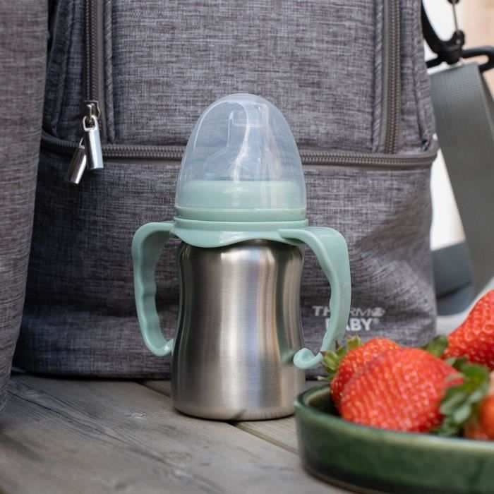 THERMOBABY Training Cup - 180 ml - Stainless Steel - Cactus Green - Ergonomic and Leak-Proof