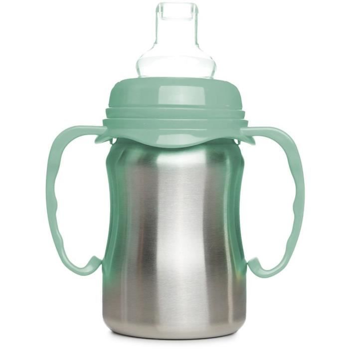 THERMOBABY Training Cup - 180 ml - Stainless Steel - Cactus Green - Ergonomic and Leak-Proof