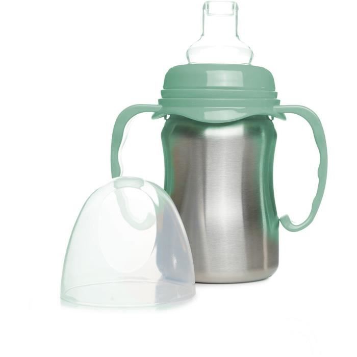 THERMOBABY Training Cup - 180 ml - Stainless Steel - Cactus Green - Ergonomic and Leak-Proof