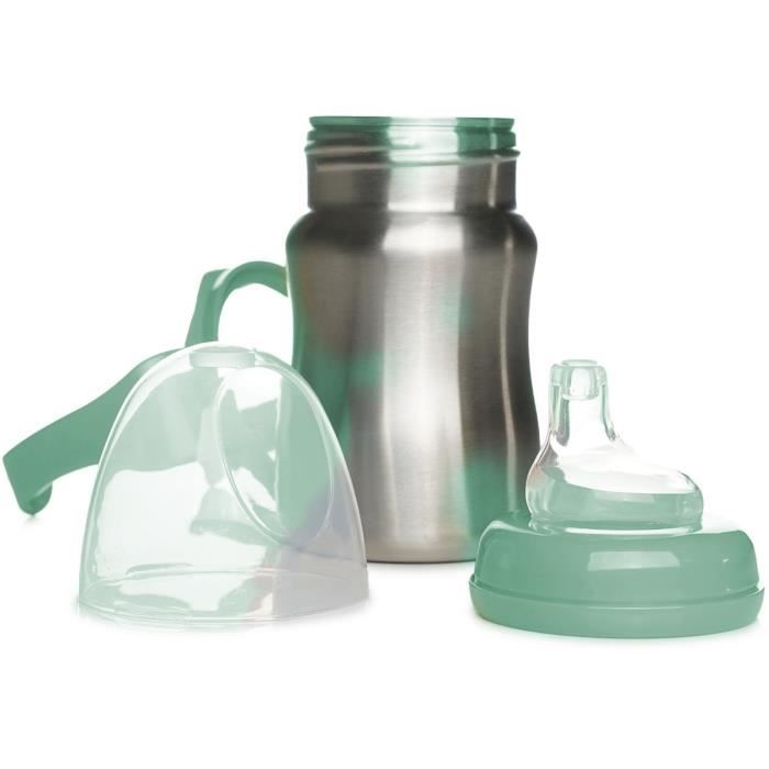 THERMOBABY Training Cup - 180 ml - Stainless Steel - Cactus Green - Ergonomic and Leak-Proof