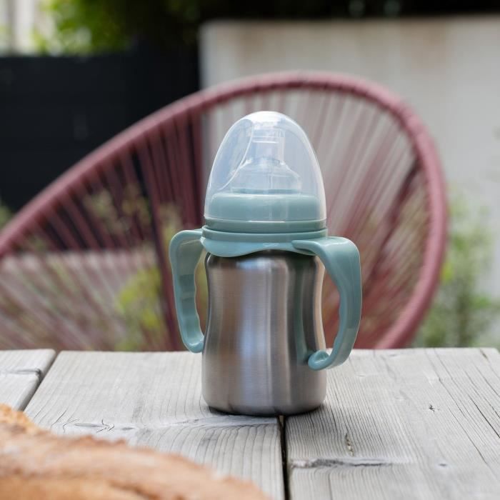 THERMOBABY Training Cup - 180 ml - Stainless Steel - Cactus Green - Ergonomic and Leak-Proof