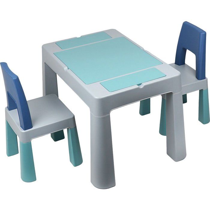 THERMOBABY Multifunctional Activity Table with 2 Chairs - Grey/ Blue