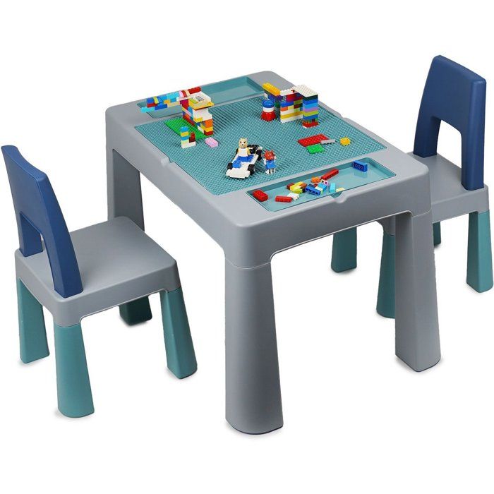 THERMOBABY Multifunctional Activity Table with 2 Chairs - Grey/ Blue