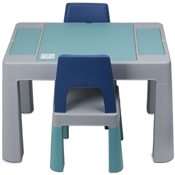 THERMOBABY Multifunctional Activity Table with 2 Chairs - Grey/ Blue