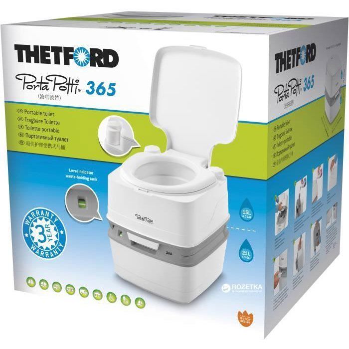 THETFORD Portable Toilet - Porta Potti Qube PP365 - 21 L Capacity - Piston Pump