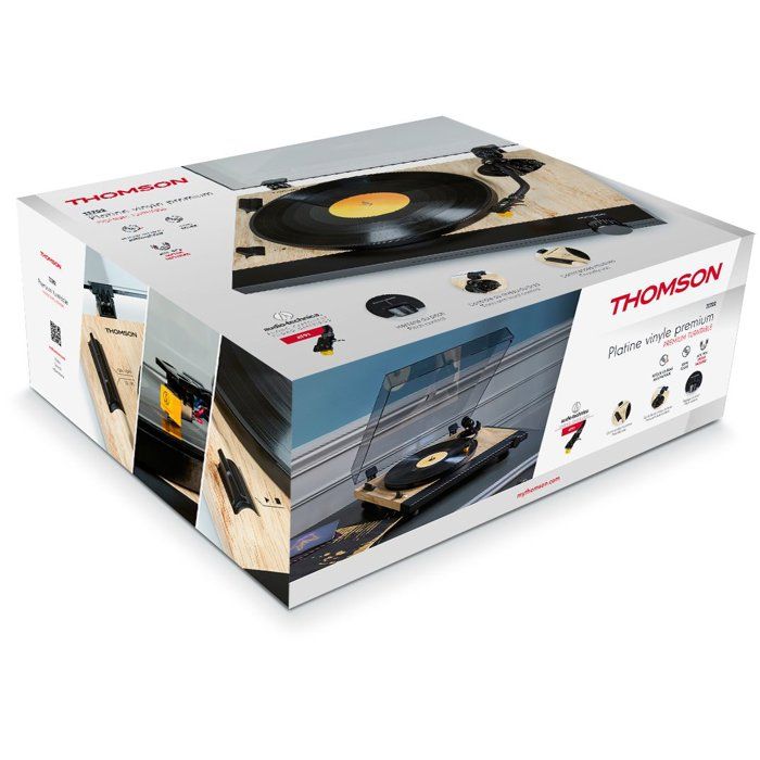 THOMSON TT702 Turntable - 33 and 45 RPM - Audio Technica AT91 Cartridge - Wood and Black
