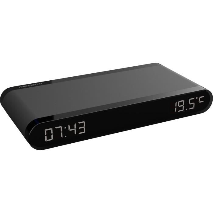 Réveil station de charge - THOMSON - Noir - Induction 15W, Température, Port USB-C, Alim. 230V