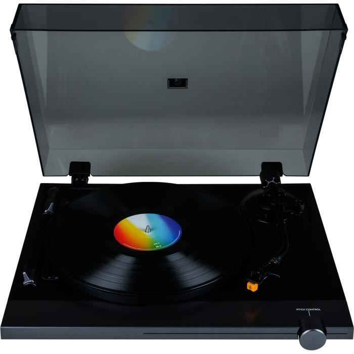 THOMSON TT700 Turntable - Premium 33 and 45 RPM - Audio Technica AT91 Cartridge - Black