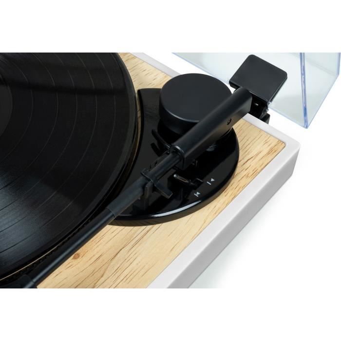 THOMSON TT301 Turntable - Wood and White Design - Audio-Technica AT3600L Cartridge - 33 and 45 RPM