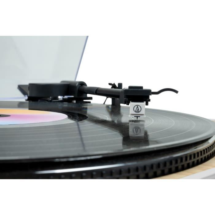 THOMSON TT301 Turntable - Wood and White Design - Audio-Technica AT3600L Cartridge - 33 and 45 RPM