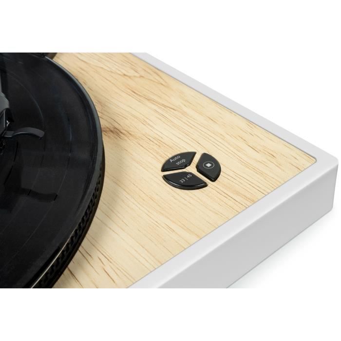 THOMSON TT301 Turntable - Wood and White Design - Audio-Technica AT3600L Cartridge - 33 and 45 RPM