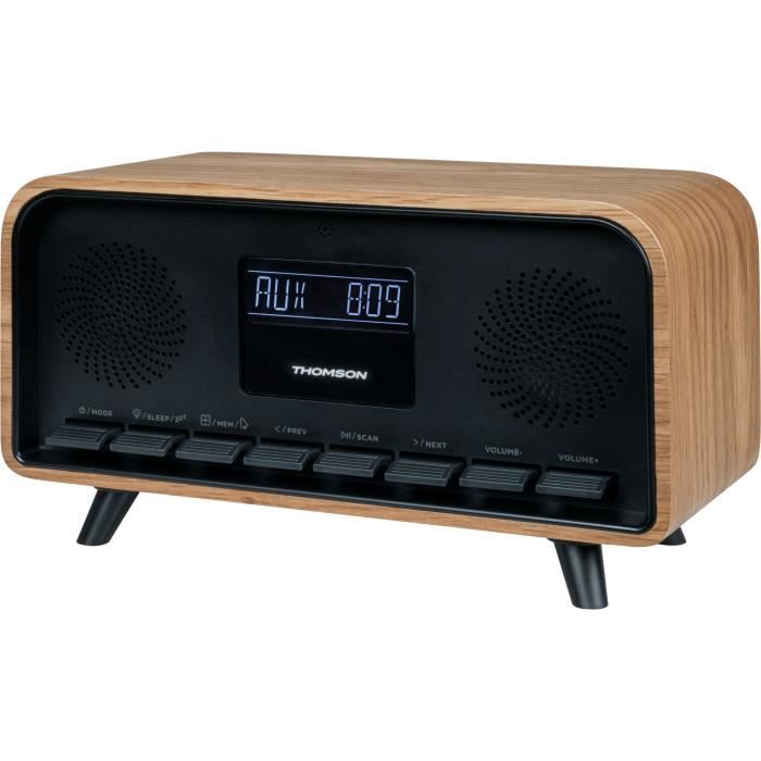 THOMSON Bluetooth Clock Radio - Vintage Cosy - 30W, FM Radio, Dual Alarm, LCD Screen