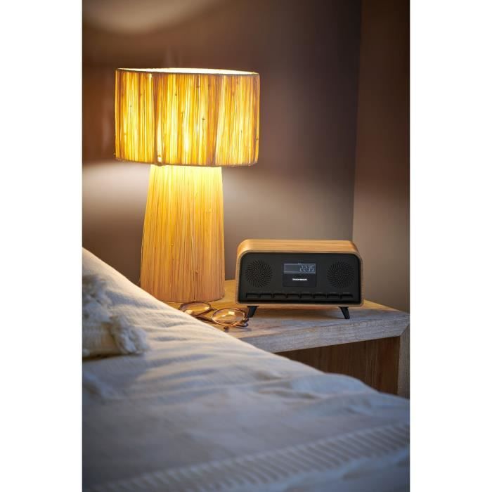 THOMSON Bluetooth Clock Radio - Vintage Cosy - 30W, FM Radio, Dual Alarm, LCD Screen