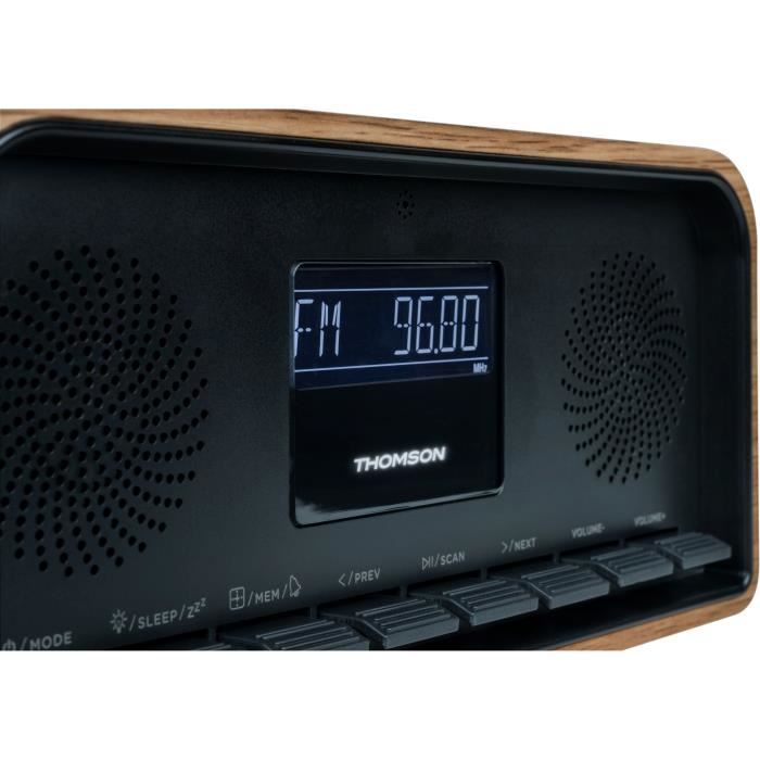 THOMSON Bluetooth Clock Radio - Vintage Cosy - 30W, FM Radio, Dual Alarm, LCD Screen