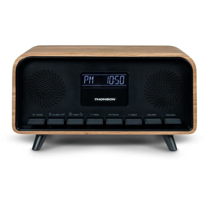 THOMSON Bluetooth Clock Radio - Vintage Cosy - 30W, FM Radio, Dual Alarm, LCD Screen