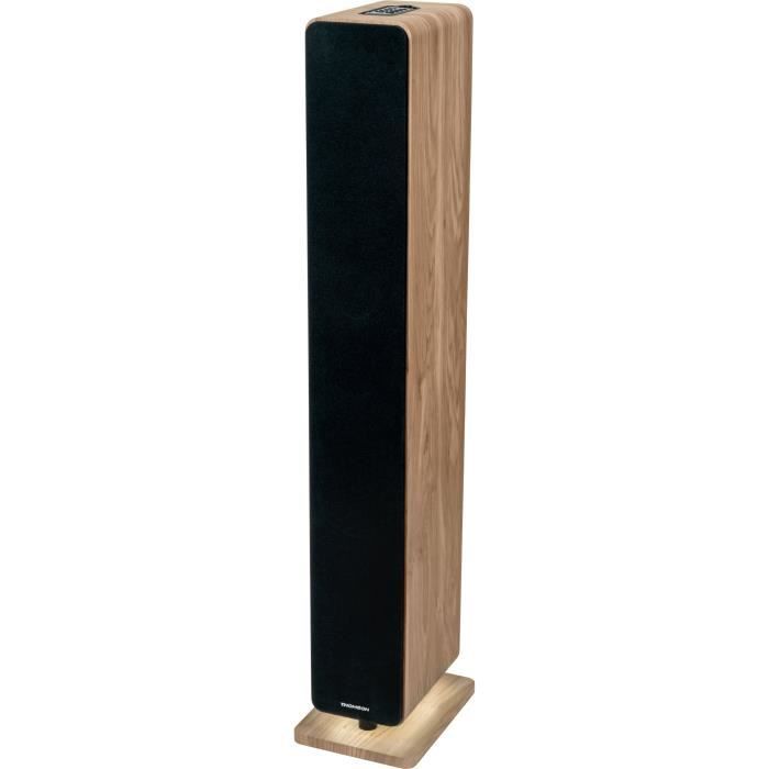 Bluetooth Sound Tower - THOMSON - Wood/Black - 120W, Optical, USB, Equalizer, TWS, Remote Control, 230V Power Supply
