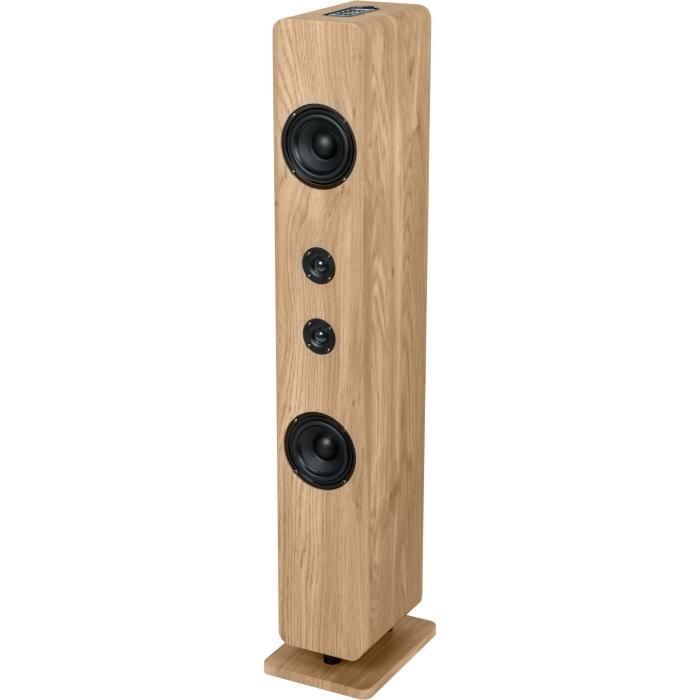Bluetooth Sound Tower - THOMSON - Wood/Black - 120W, Optical, USB, Equalizer, TWS, Remote Control, 230V Power Supply