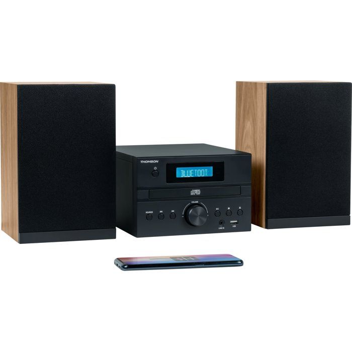 THOMSON Micro Hi-Fi System - Bluetooth, Radio, CD, MP3, USB, DAB - Wood and Black