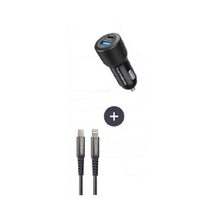 Car charger and cable pack - THOMSON - 12/24V 60W car charger + high-performance 5A C to L cable - 1.50 m length