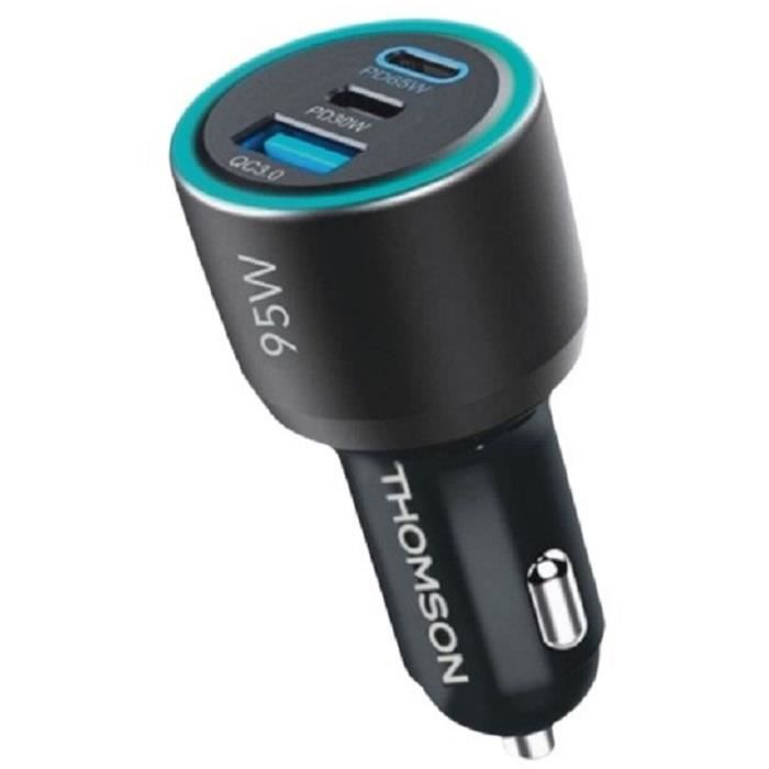 THOMSON Car Charger - 12/24V - 95W - 2x USB-C PD 65W + PD 30W + USB-A QC 3.0 18W - Fast Charging