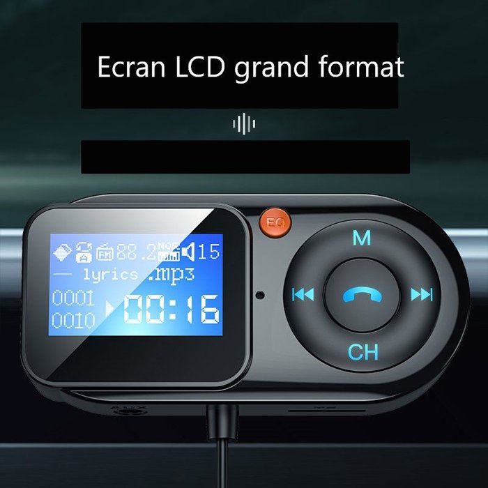 THOMSON Bluetooth FM Transmitter - 12/24V - Remote Display - 1 m Coiled Cable