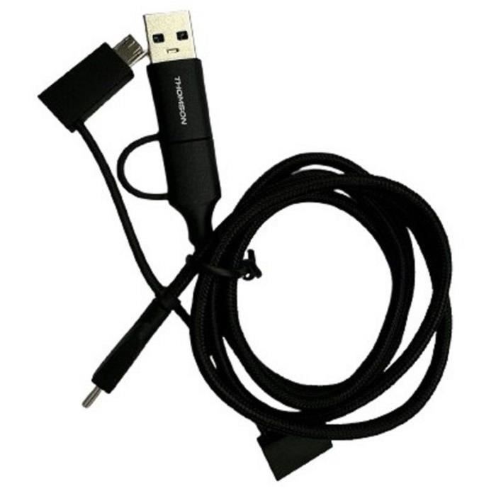 THOMSON 5-in-1 Universal Charging and Data Transfer Cable, Reinforced USB-A/USB-C to Micro USB-C/Lightning, 2.4A 60W