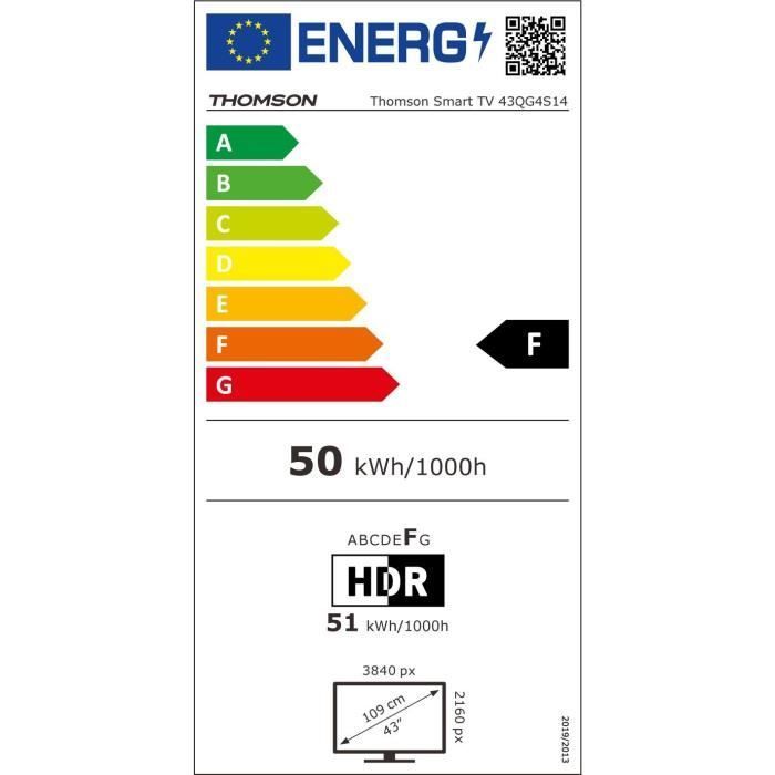 THOMSON 43QG4S14 - QLED TV 43 inch - 4K 3840x2160 - HDR 10 - Google TV - 2xHDMI 2.1 + 2xHDMI 2.0